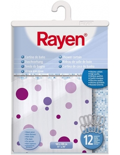 RIDEAU SALLE DE BAIN 180X200CM PEVA LILA-PINK SPOTS