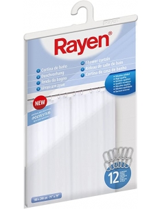 RIDEAU SALLE DE BAIN 180X200CM IMPERMEABLE BLANC
