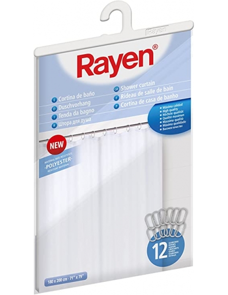 RIDEAU SALLE DE BAIN 180X200CM IMPERMEABLE BLANC