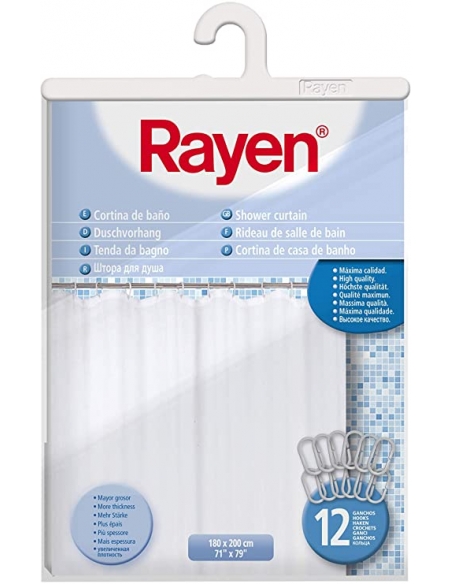 RIDEAU SALLE DE BAIN 180X200CM PEVA BLANC