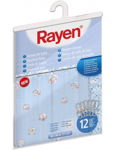 RIDEAU SALLE DE BAIN 180X200CM PEVA BLUE-IMPRIME
