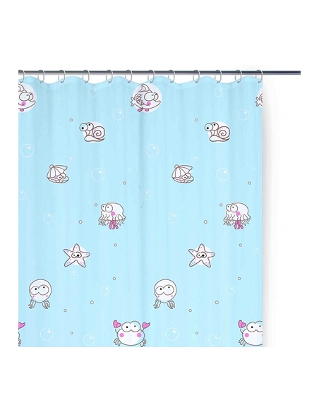 RIDEAU SALLE DE BAIN 180X200CM PEVA BLUE-IMPRIME