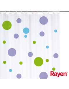 RIDEAU SALLE DE BAIN 180X200CM PEVA BLUE-GREEN SPOTS