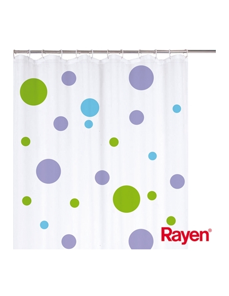 RIDEAU SALLE DE BAIN 180X200CM PEVA BLUE-GREEN SPOTS
