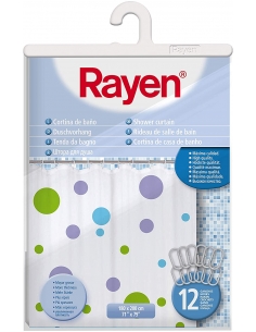 RIDEAU SALLE DE BAIN 180X200CM PEVA BLUE-GREEN SPOTS 2