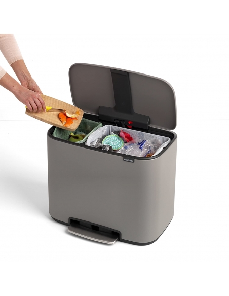 BO PEDAL BIN POUBELLE 11+23litre MINERAL CONCRETE GREY